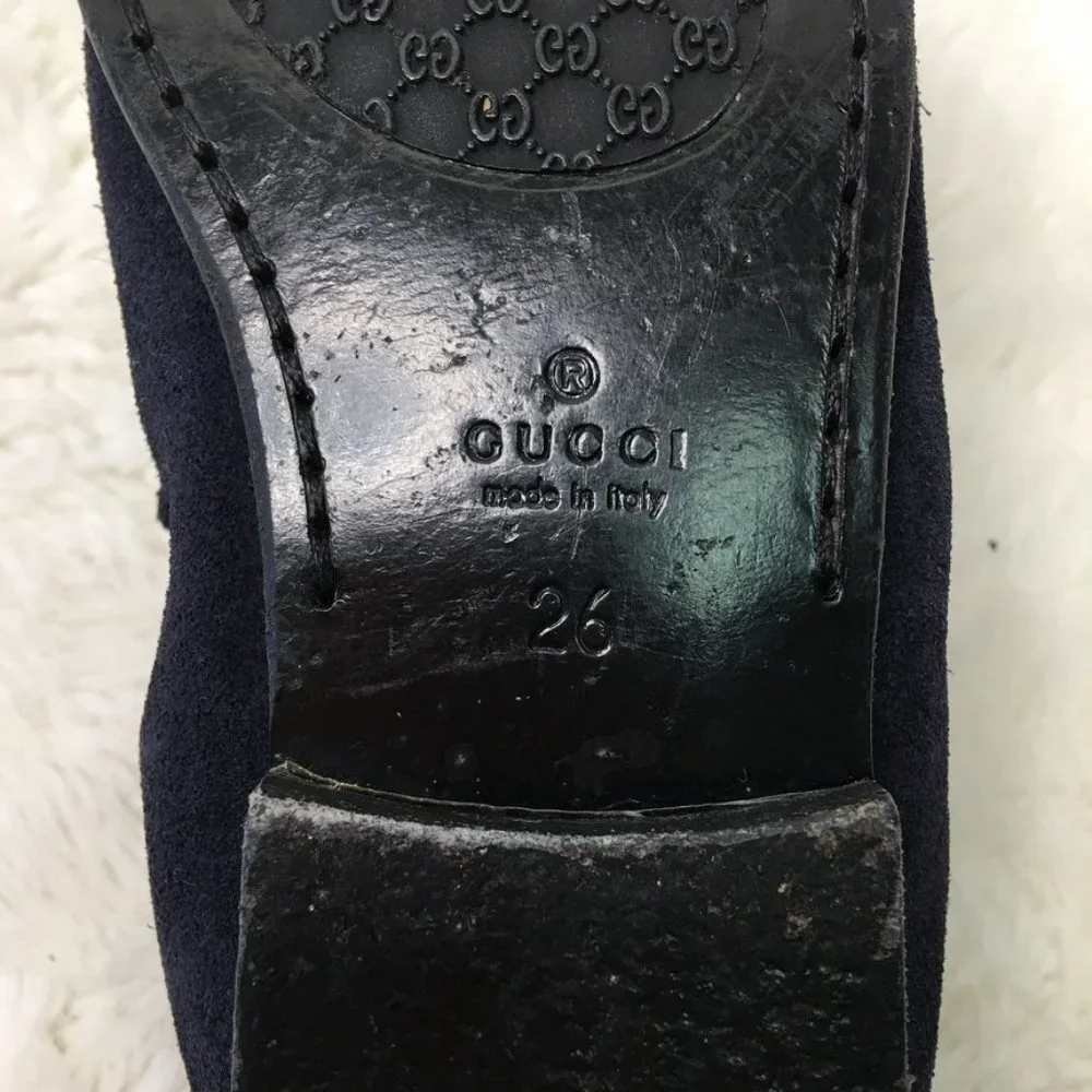 Gucci Toddler Boy Blue Horsebit Suede Slip on Shoes Size 26 / 9.5 US